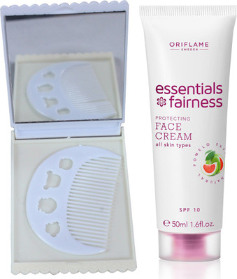 

Oriflame Sweden Essentials Fairness Protecting Face Cream SPF 10 (32702) With Comb Mirror Set(Set of 3)