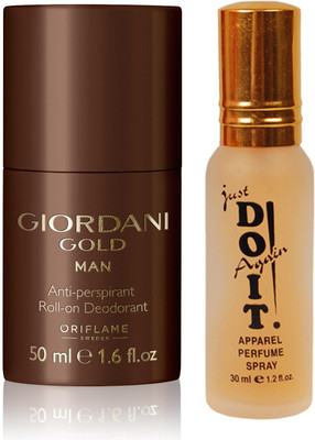

Oriflame Sweden Giordani Gold Man Anti-perspirant Roll-On Deodorant 50ml (32176) With Just Do It Perfume 30ml(Set of 2)