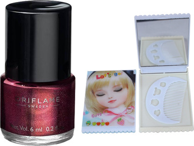 

Oriflame Sweden Pure Colour Polish Mini (BurgundyWine - 30802) With Mirror Comb(Set of 3)