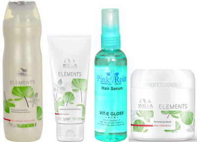 

WELLA ELEMENTS SHAMPOO AND CONDITONER AND MASK WITH PINK ROOT HAIR SERUM(Set of 4)