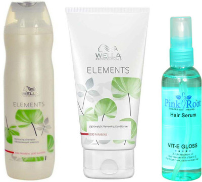 

WELLA ELEMENTS SHAMPOO AND CONDITONER WITH PINK ROOT HAIR SERUM(Set of 3)