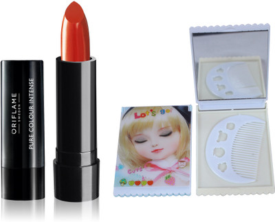 

Oriflame Sweden Pure Colour Intense Lipstick (Rusty Red - 33236) With Mirror Comb(Set of 3)