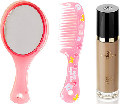 

Oriflame Sweden Giordani Gold Long Wear Mineral Foundation SPF 15 30ml (Natural Beige - 31806) Wth Mirror Comb Set(Set of 3)
