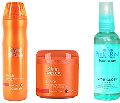 

WELLA ENRICH SHAMPOO WITH MASK AND PINK ROOT HAIR SERUM(Set of 3)