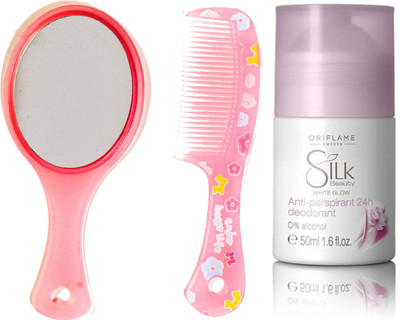 

Oriflame Sweden Silk Beauty White Glow Roll-On 50ml (22714) With Mirror Comb Set(Set of 3)