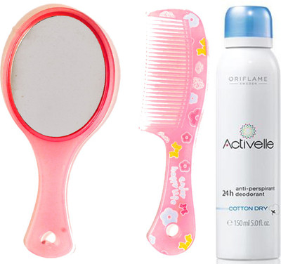 

Oriflame Sweden Activelle Anti-perspirant 24h Deodorant Cotton Dry 150ml (25280) With Mirror Comb Set(Set of 3)
