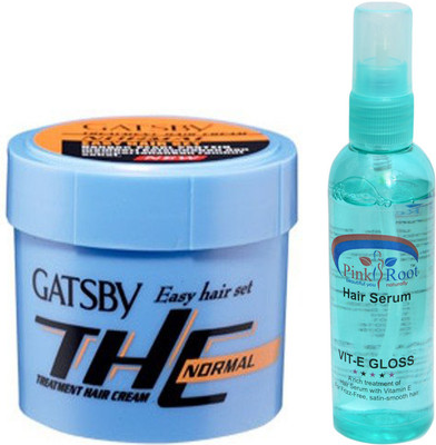 

Pink Root Hair Serum and GATSBY Easy Hair Set Treatment Hair Cream (THC) Normal Pack of 2(Set of 2)