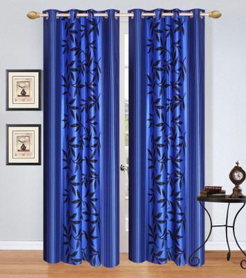 

Ville Style 214 cm (7 ft) Polyester Door Curtain (Pack Of 2)(Floral, Blue)
