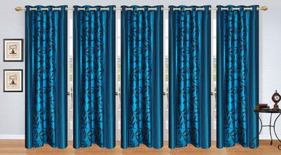 

Ville Style 214 cm (7 ft) Polyester Door Curtain (Pack Of 5)(Floral, Aqua)