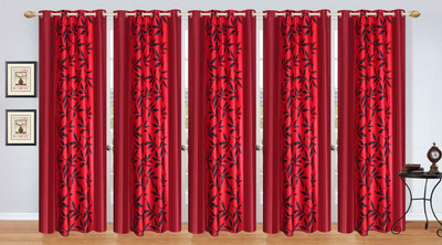 

Ville Style 275 cm (9 ft) Polyester Long Door Curtain (Pack Of 5)(Floral, Red)