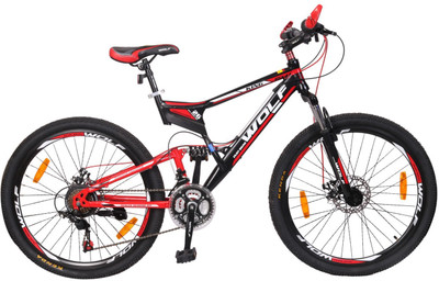

WOLF King Dual Shox & Dual Disc Bicycle For Adluts 26 T Mountain Cycle(21 Gear, Multicolor), Black