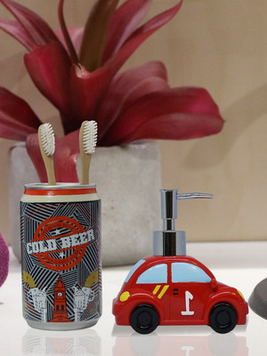 

Shresmo Shresmo Fusion Polyresin Soap or Lotion Dispenser with Toothbrush Holder, 2 Piece Bathroom Accessories, Gift Set Polyresin Bathroom Set(Pack of 2)