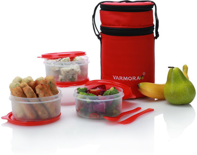 

Varmora VRMRFULLDYMELLNCHBX_R 4 Containers Lunch Box(500 ml), Red