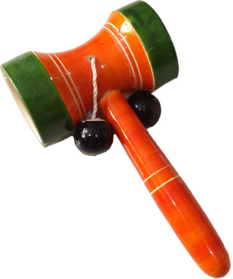 

Khadi Eco Basket Channapatna Wooden Soft Dumroo Toy(Green, Orange)