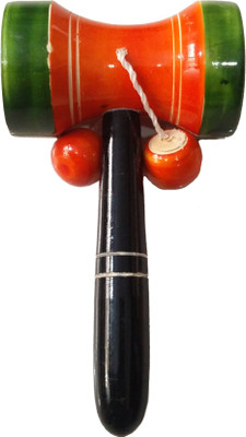 

Khadi Eco Basket Channapatna Wooden Dumroo Toy For Kid's(Orange, Black, Green)
