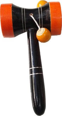 

Khadi Eco Basket Channapatna Wooden Dumroo Toy for Baby(Orange, Black)