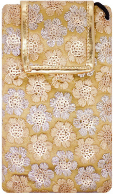 

Bagaholics Ethnic Raw Silk Saree Clucth Waist Clip Ladies Pouch Mobile Pouch(Gold)