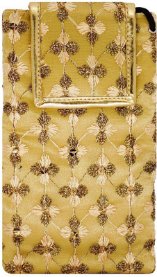 

Bagaholics Ethnic Raw Silk Saree Clucth Waist Clip Ladies Pouch Mobile Pouch(Gold)
