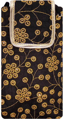 

Bagaholics Ethnic Raw Silk Saree Clucth Waist Clip Ladies Pouch Mobile Pouch(Black)