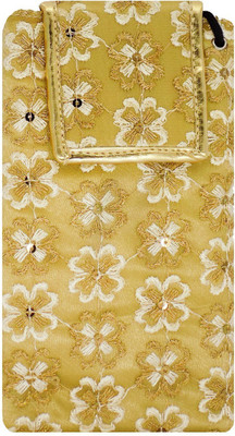 

Bagaholics Ethnic Raw Silk Saree Clucth Waist Clip Ladies Pouch Mobile Pouch(Gold)