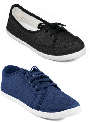 

Asian Women's Combo Pack of 2 casual shoes Casuals For Women(Black, Blue, Multicolor