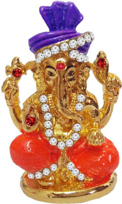 

Rich & Famous Indian Handicraft Showpiece Antique Chaturbhuj Lord Ganpati Stone Studded Decorative Showpiece - 5 cm(Alloy, Multicolor)