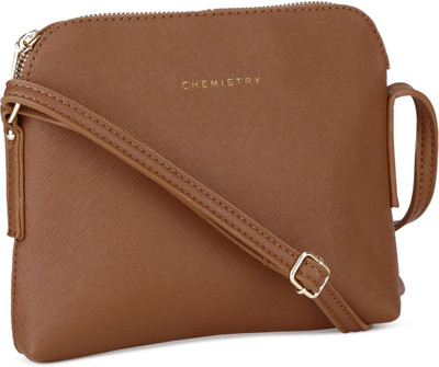 

Chemistry Women Casual Brown Genuine Leather Sling Bag