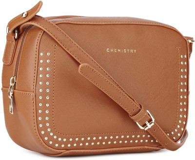 

Chemistry Women Casual Brown Genuine Leather Sling Bag