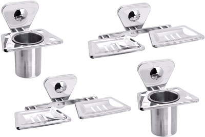 

Aiken Deluxe Tumbler Holder And Double Soap Dish(Silver)