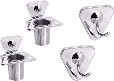 

Aiken Deluxe Robe Hook And Tumbler Holder(Silver)