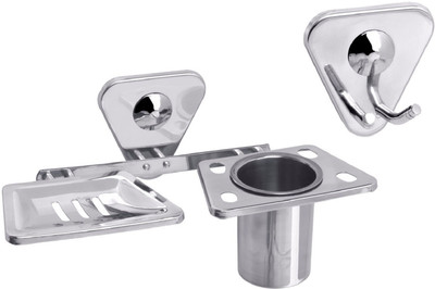 

Aiken Deluxe Robe Hook And Soap Dish With Tumbler Holder(Silver)