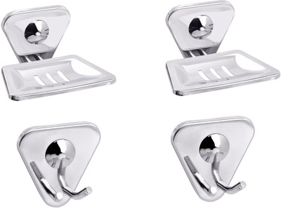 Aiken Deluxe Soap Dish And Robe Hook(Silver)