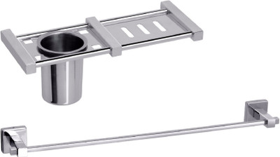 

Aiken Deluxe Towel Rod And Soap Dish With Tumbler Holder(Silver)