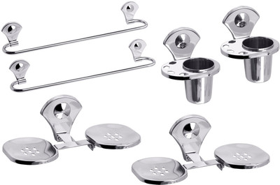 

Aiken Deluxe Towel Rod, Double Soap Dish And Tumbler Holder(Silver)
