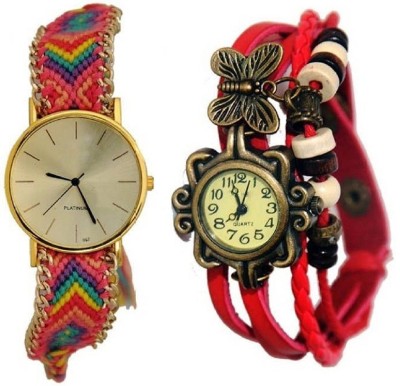 Talgo New Arrival Red Robin Season Special RRMULTIDORIDORIRD Rond Gold Dial Multicolor Belt Premium Quality Designer And New Collection Butterfly Dori Special Off-White Round Dial Red Leather Dori Strap RRMULTIDORIDORIRD Watch  - For Girls   Watches  (Talgo)