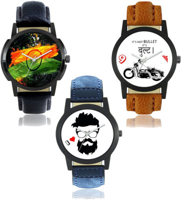 View Elife 404-406-407 Dial analogue Watch Combo for men Pack of 3 Watch  - For Men Wrist Watches Price Online(Elife)