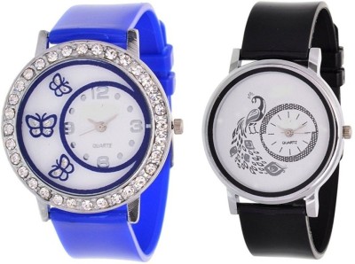 Talgo New Arrival Robin Season Special RR312BUDIALMOREBK Multi-Colour DialMore Black fancy beautiful glass with blue butterfly-312 crystals studded beautiful and fancy RR312BUDIALMOREBK Watch  - For Girls   Watches  (Talgo)