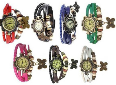 

Talgo New Arrival Festive Season Special TGDORIRDBKPLGRPKBRWH Multi Clour Round Dial Leather Dori Strap (Combo of 7 Watches) TGDORIRDBKPLGRPKBRWH Watch - For Girls