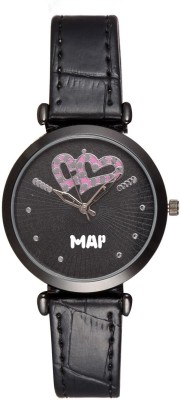Map Stylish Royal Black Color Women Watch MAP Wrist Watches Watch  - For Women   Watches  (Map)