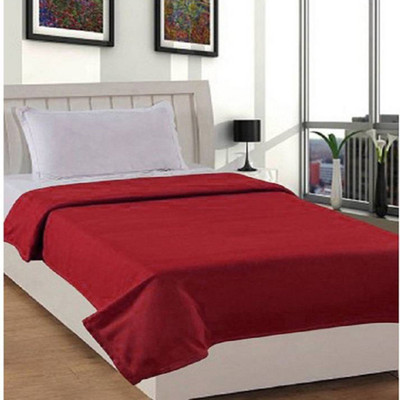 JARS Solid Single Fleece Blanket for  AC Room(Polyester, Maroon)
