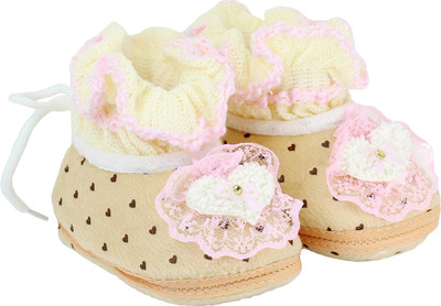 

Neska Moda Polka 0 To 12 Month Baby Booties(Toe to Heel Length - 12 cm Brown)
