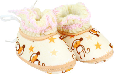 Neska Moda Monkey 0 To 12 Month Baby Booties(Toe to Heel Length - 12 cm Brown)
