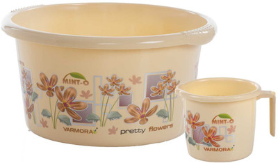 

Varmora ultramorden design Bathroom Accessories 2 Pcs Set(1 Piece of Mug, 1 Piece of Bathtub) 20 L Plastic Bucket(Beige)