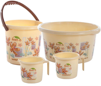

varmora Ultramodern Design Bathroom Accessories 4 Pcs Set (1 Piece of Balti- 17.5L ,2 Piece of Mug- 1.5L , 1 Piece of BathTub- 20L) 20 L Plastic Bucket(Beige)