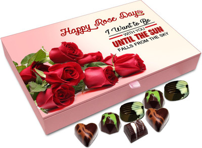 

Chocholik Rose Day Gift Box - I Want To Be With You Until The Sun Falls from Sky Happy Rose day Chocolate Box - 12pc Truffles(144 g)