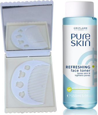 

Oriflame Sweden Pure Skin Refreshing Face Toner 150ml (32648) With Comb Mirror Set(Set of 3)