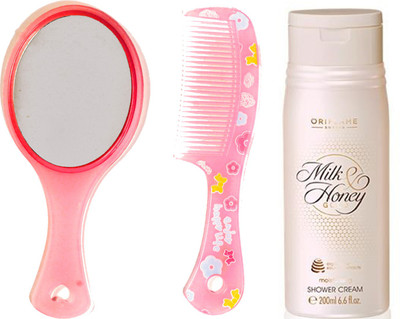 

Oriflame Sweden Milk & Honey Gold Moisturising Shower Cream 200ml (31605) With Mirror Comb Set(Set of 3)