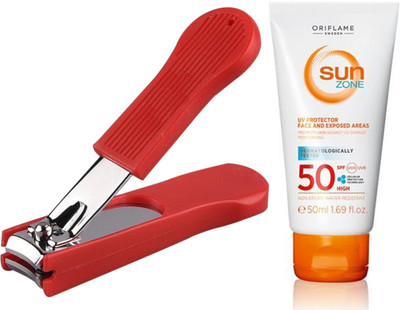 

Oriflame Sweden SUN Zone UV Protector Face and Exposed Areas SPF 50 High (50ml) 23378 With Nail Cutter(Set of 2)