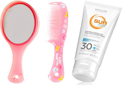 

Oriflame Sweden SUN Zone Whitening UVA/UVB Lotion SPF 30 (50ml) 30322 With Mirror Comb Set(Set of 3)