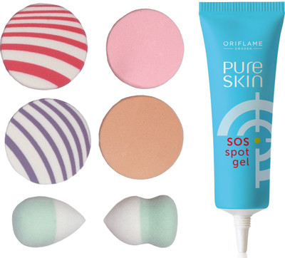 

Oriflame Sweden Pure Skin SOS Spot Gel 6ml (32651) With Puff Sponge(Set of 7)